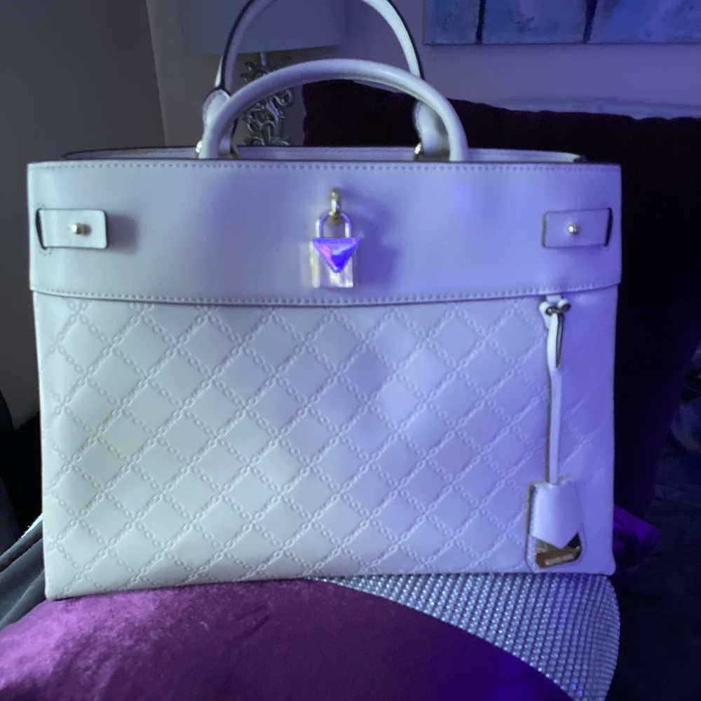 Michael Kors Gramercy Large Satchel Crossbody - Optic Ivory Creme off white